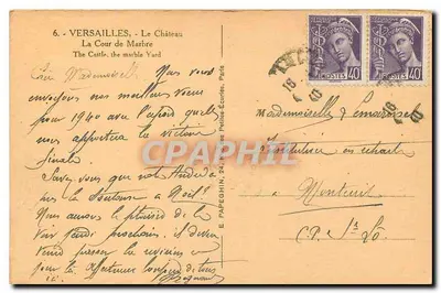 Versailles — O Castelo, A Cour de Marbre — E. Papeghin, n°6 — Verso