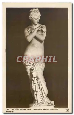 Psyche no Museu do Louvre — estátua por J. Pradier — editada por A.N. Paris, n° 397