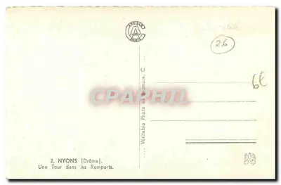 Nyons — Wieża w Zabytkowych Mureach — Prawdziwa Karta, C. — Rewers