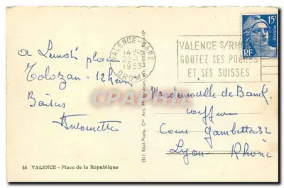 Place de la République w Valence — widok z Hôtel Doré i sklepu butikowego 'Favorite' — Rewers