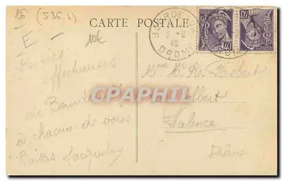 Bourdeaux (Drôme) — Vista da Rue e da Velha Igreja — Editor: Impressora de Carta Postal — Verso