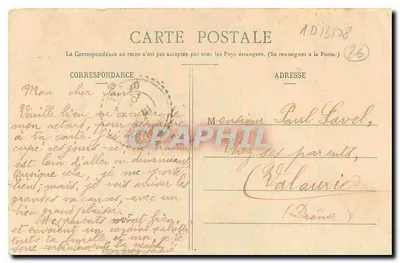 Montélimar — Ratusz i monumentalny fontann — Papeterie Chapuis, Montélimar — Rewers