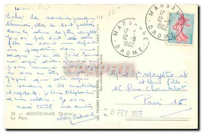 El Parque de Montélimar — vista de la fuente — Les Tirages Modernes — Reverso
