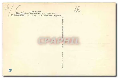 As Alpes — Les Morlières (1.111 m) e Lus-la-Croix-Haute (1.050 m) — ABEIL, GAP — Verso