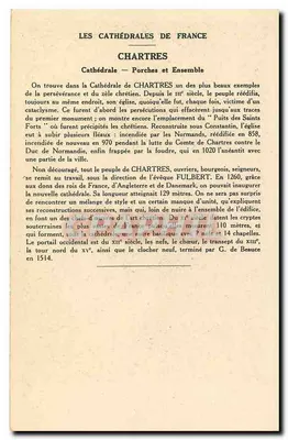 Chartres (Eure-et-Loir) — Katedra i porty — kolekcja Kolarsine, wydane w Francji — Rewers