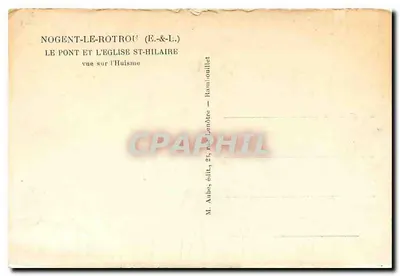 Nogent-le-Rotrou (E.&L.) — O ponte e a igreja de Saint-Hilaire — vista sobre a Huisne — Verso
