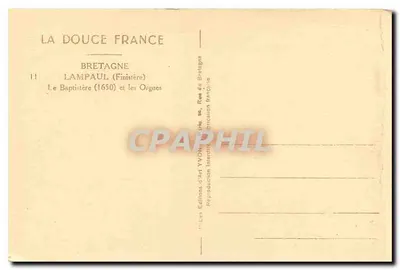 Lampaul (Finistère) — Il Battistero (1650) e gli Organi — Éditions d'Art Yvon — Verso