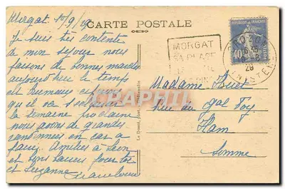 Piękna zatoka widziana z sosnowego lasu w Crozon — Morgat — nr 2047 — Rewers