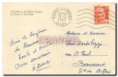 Vista do Doubs em Baume-les-Dames — editor Cim — Verso