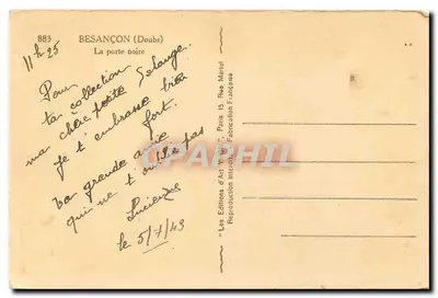 Besançon (Doubs) — A porta negra — Les Éditions d'Art 'W' Paris — Verso