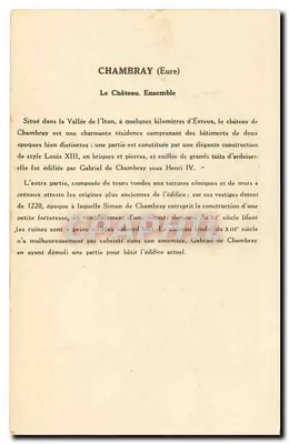 Chambray (Eure) — O Castelo em Conjunto — Coleção da Solução Pautaubege, 3a Série — Verso