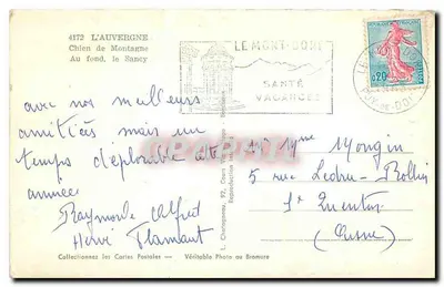 Pies górski — W tle, Sancy — L. Clotryneau, Cours Vreilippo, Béziers — Rewers