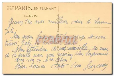 Rue de la Paix — Paryż — Wydawnictwo A.A. YVON, seria 11 N° 207 — Rewers