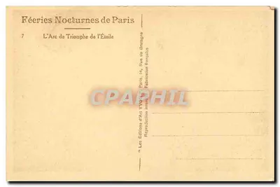 Arc de Triomphe — wydanie nocne — Les Éditions d'Art de l'Étoile, Paryż — Rewers
