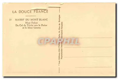 Massif do Mont Blanc — Do Col du Triolet em direção ao Ruitor e ao Mont Gruetta — Les Éditions d'Art Yvon, Paris — Verso