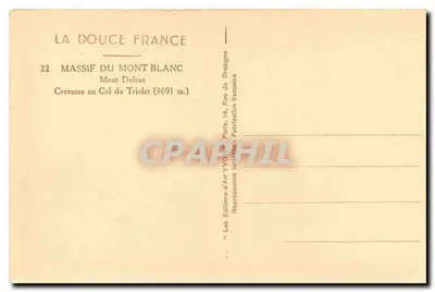 Mont Dolent — Crevasse no Col do Triolet (3691 m) — Les Éditions d'Art YVO, Paris — Verso