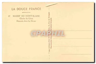 Glacier du Géant — Descente dans les Sérances — Éditions d'Art Yvon, Paris — Rewers