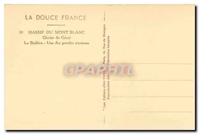 Glacier du Géant — La Bédière — Massif du Mont Blanc — Wydawca Yvon, nr 30 — Rewers