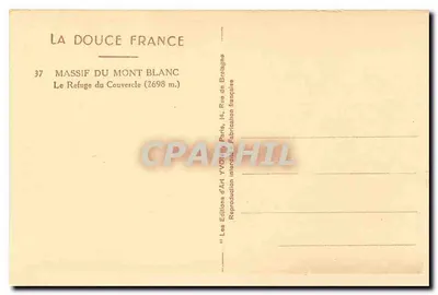 Schron na Couvercle — Masyw Alp Mont-Blanc — Wydawnictwo Artystyczne Yvon — Rewers
