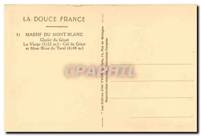 Mont Blanc and the Géant Glacier — Mont Blanc Massif — Éditions d'Art YVON — Back