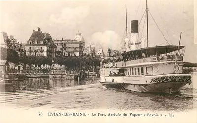 Évian-les-Bains - O Porto, Chegada do vapor « Savoie » - LL