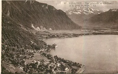 Territet - Vista geral de Chillon e a Dent du Midi - LL
