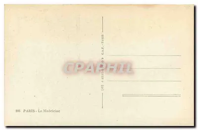 Paris - A Madeleine — editor C.A.P. n° 206 — Verso