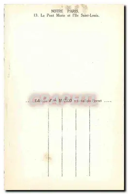 Most Marie i Wyspa Świętego Ludwika — Éditions d'Art MARCO - Leva Lois Ferret — Rewers