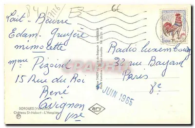 Zamek w Sorgues — Widok budynku z balkonem i schodami — Wydawnictwo Tardy, nr 847116 — Rewers