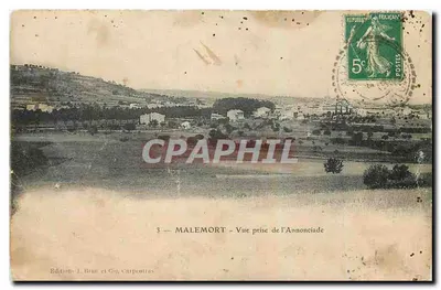 Bilhete postal antigo Malemort Vista tirada de Annonciade