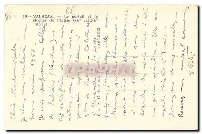 Valréas — O portal e o campanário da igreja (séculos XII e XIII) — C.A.P. 17 — Verso
