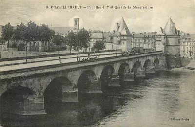 Châtellerault — Ponte Henri IV e Quai da Manufatura — Editor Krebs