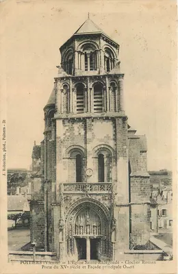 Poitiers (Vienne) — A Igreja Santa Radegunda — Porta do século XV e Fachada Principal Oeste — J. Rohuchon, fot. Poitiers - 31