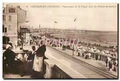 Les Sables-d'Olonne - Panorama da Praia tirado do Palácio de Justiça — Édit. Bréano, n°41