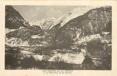 As Gorges da Diosaz — O Brévent visto de Servoz — Edição J.-D. Braducy, Servoz