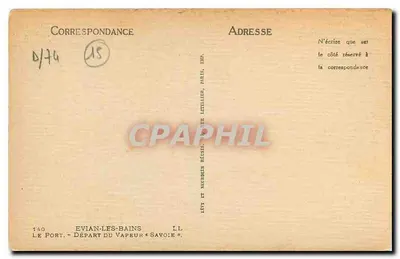 Evian-les-Bains — Odpłynięcie parowca « Savoie » — Lévy i Nuddein Heurts, LL — Rewers