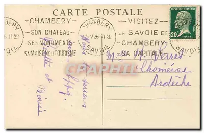 Chambéry (Savoie) — Rue de Boigne, Os Porticos, Castelo dos Ducs de Savoie (século XI) — Foto Grimal, Chambéry, n°4135 — Verso