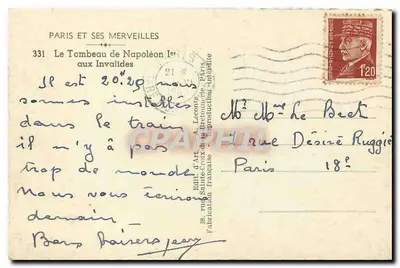 O Túmulo de Napoleão I — nos Invalides — Éd. d'Art. Française — Verso