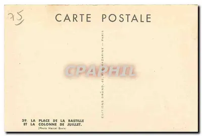 Place de la Bastille — Kolumna Lipca — Éditions Gründ, Paryż — Rewers