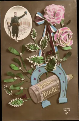 Soldado cumprimentando — Bom Ano 1914 — Vise Paris 14/5