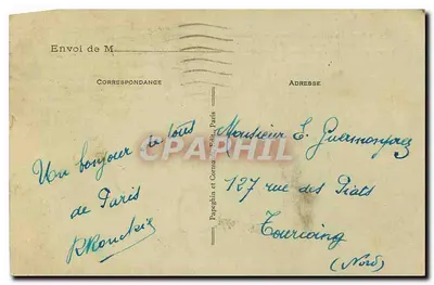 Parijs - Panorama van de Tuinen van het Trocadéro richting de Eiffeltoren - A. P. — Achterkant
