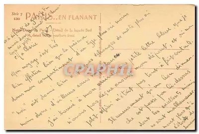 Paris. Caminhando — Detalhe da fachada Sul — Gargalos — Edição Yvon, Série 7 n°130 — Verso