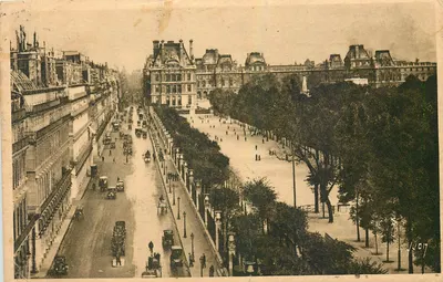 Paris — Perspectiva da Rue de Rivoli, as Tuileries e o Louvre — Les Éditions d'Art Y. G. T. Paris, n°110