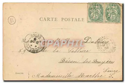 Parijs — Champs-Élysées — Triomfboog — uitgever anoniem, serie-nummer niet zichtbaar — Achterkant