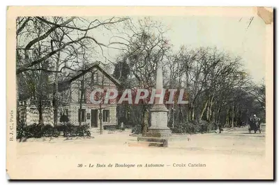 Bilhete postal antigo Paris O Bois de Boulogne no Outono Croix Catelan