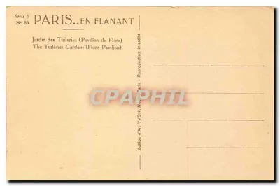 Tuileriën Tuin — Paviljoen van Flore — Editeurs d'Art YVON, Parijs — Achterkant