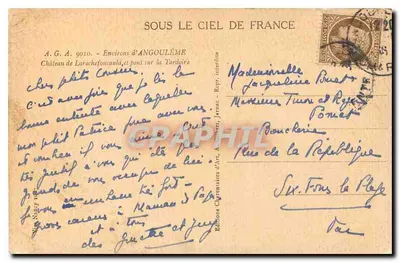 Zamek w Larochefoucault — most nad Tardoire — Éditions d'Art A. Gilber — Rewers