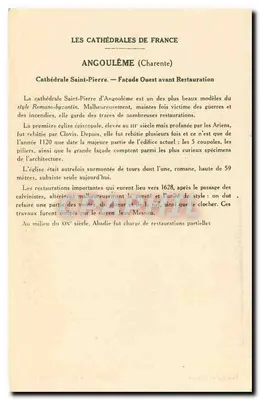 Angoulême (Charente) — Katedra św. Piotra (Façada Zachodnia przed restauracją) — Kolekcja Solution Pautaubege, 5. seria — Rewers