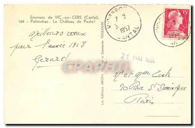 Castelo de Pesteil — Arredores de Vic-sur-Cère (Cantal) — ARGRA — Verso