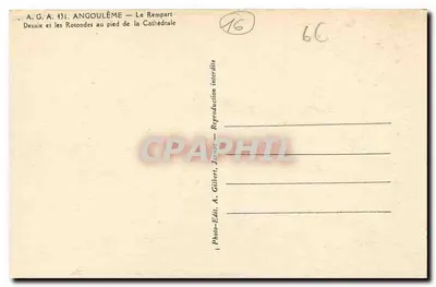 Angoulême — O Rempart e as Rotondas ao pé da Catedral — A. Gilbert, n° 431 — Verso